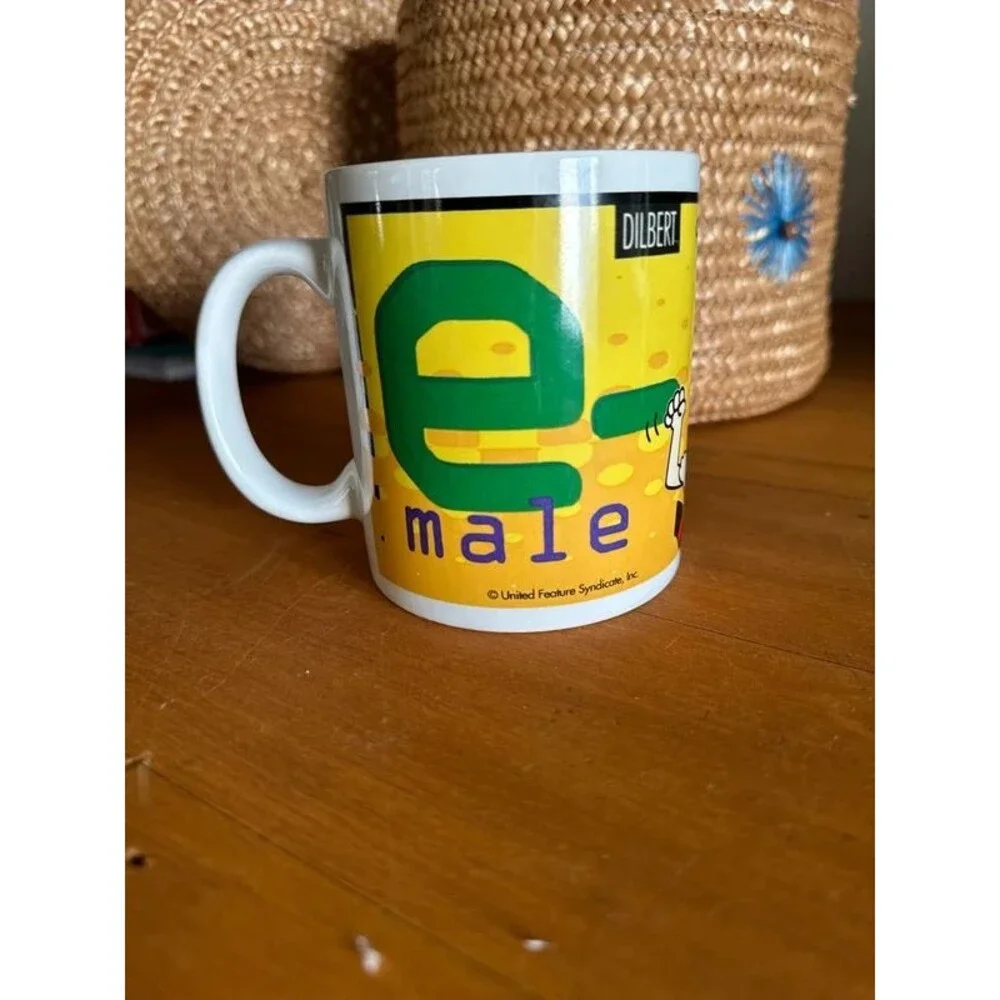 Vintage Dilbert Scott Adam’s Comics Mug “e-male Pumped and Ready to Send”